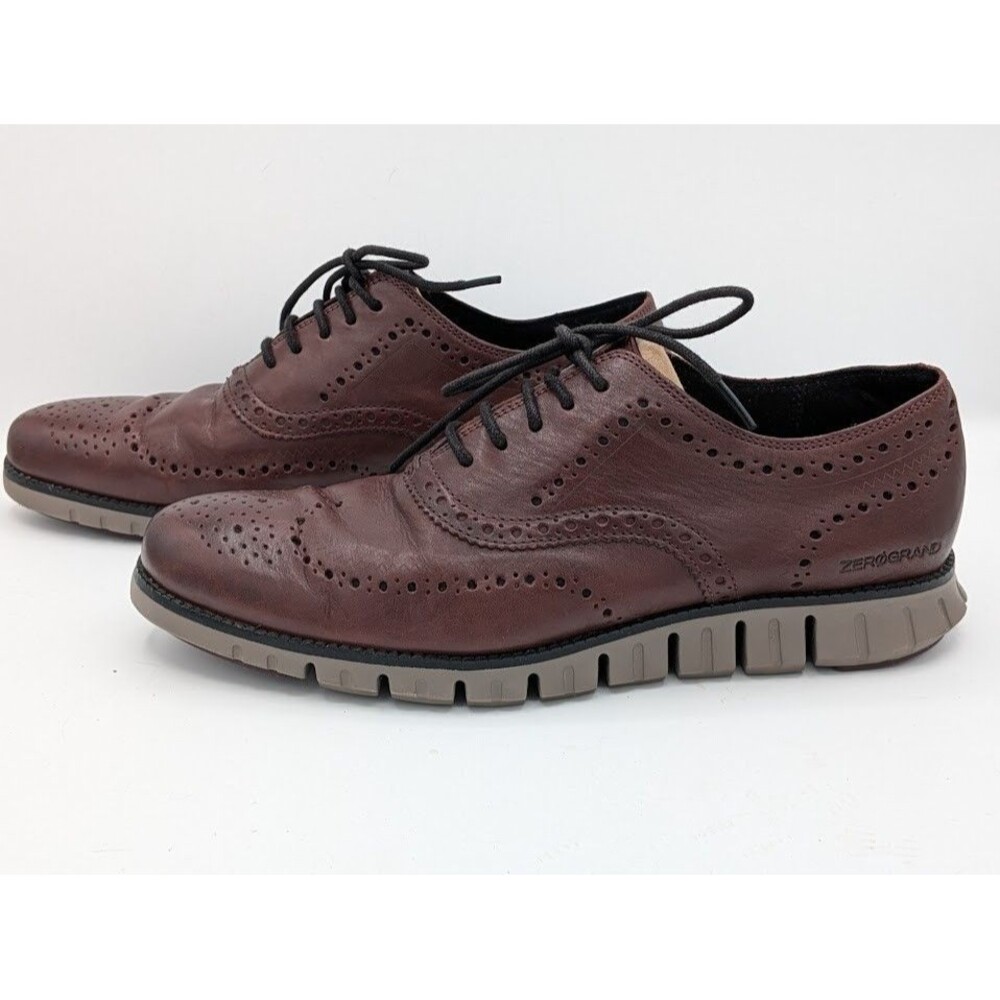 Cole Haan ZeroGrand Wingtip Oxford Mens 11M Burgundy Leather Brogue Shoes